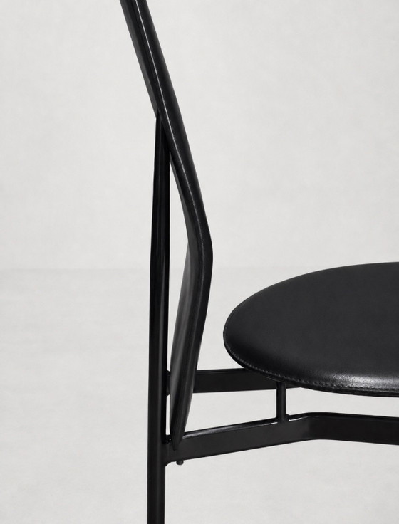 Set of 6 FASEM S44 CHAIRS BY VEGNI — ITALY, 1980s – Dining chairs, Leather (photo 6 of 14)