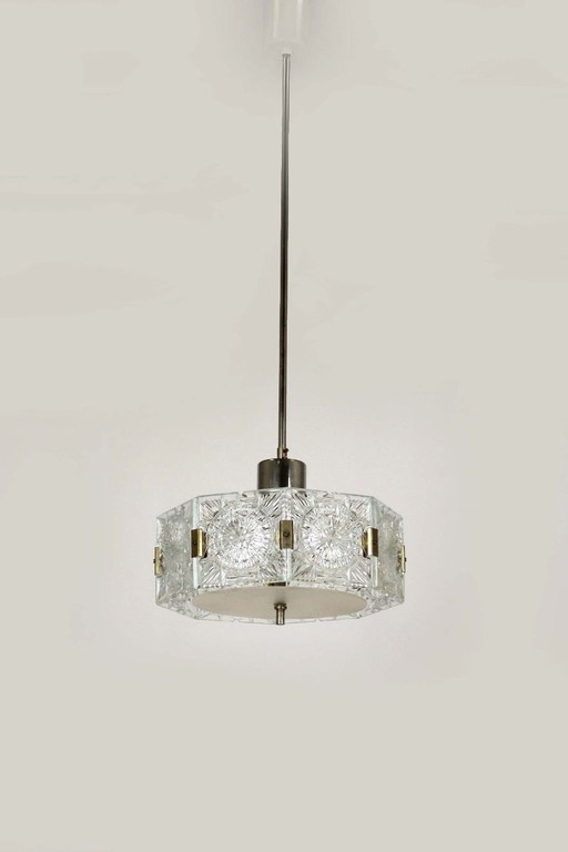 Vintage Sculptural Glass Pendant Lamp attributed to Kamenický Šenov, 1970s