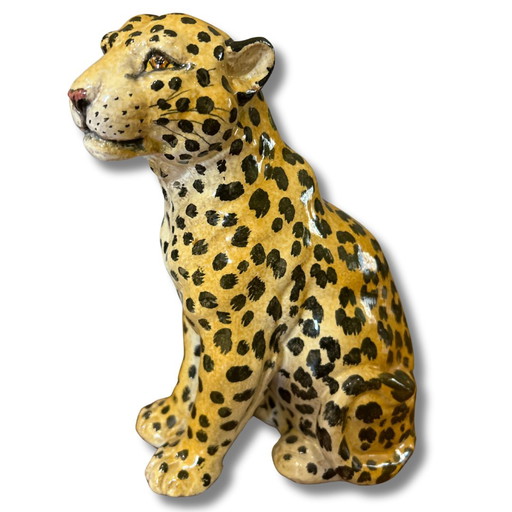 Terracotta Baby Leopard, Handbmalt, Italien, 1970er Jahre