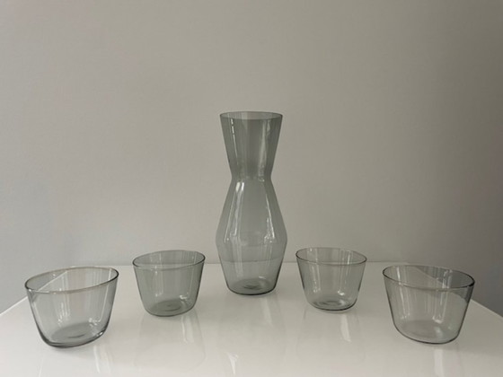 Image 1 of Deens design karaf met 4 glazen rookglas