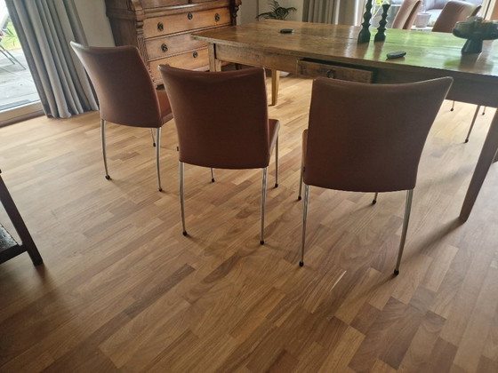 6 X Prachtige Lederen Eetkamerstoelen - Jori - Cognac/Roodbruin – Leather (photo 7 of 7)