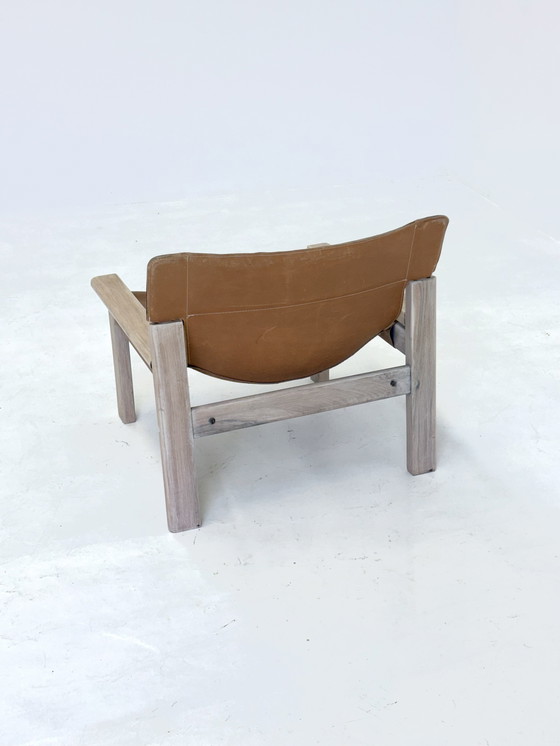 Image 1 of Vintage saddle leather cognac colored armchair