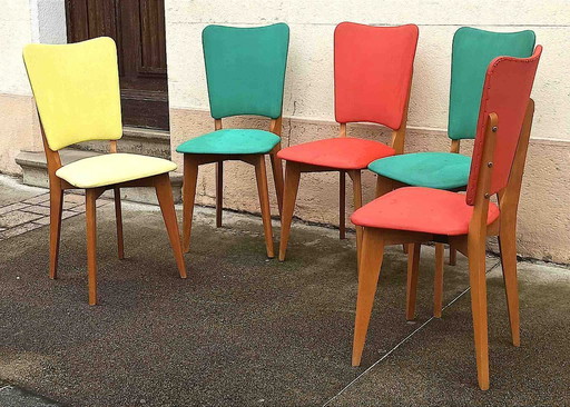 Set of 5 chairs + 1 free. 1960s.