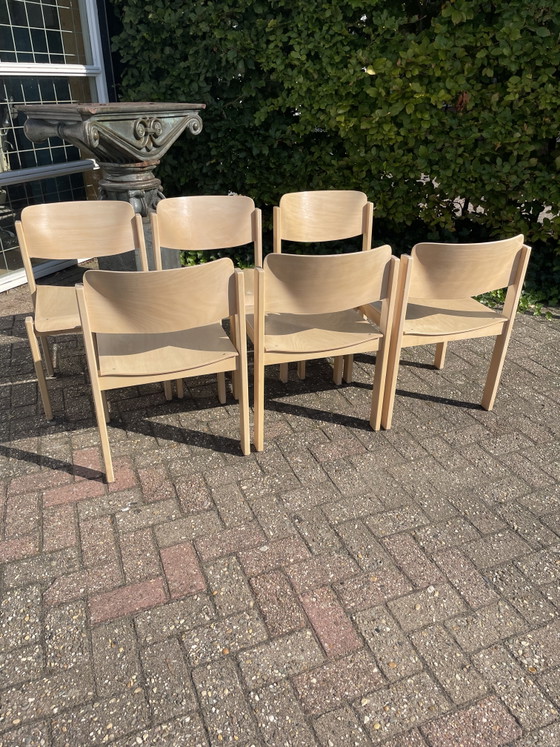 6 Casala Dining chairs from the 70s, white-grey stained – Wood (photo 5 of 11)