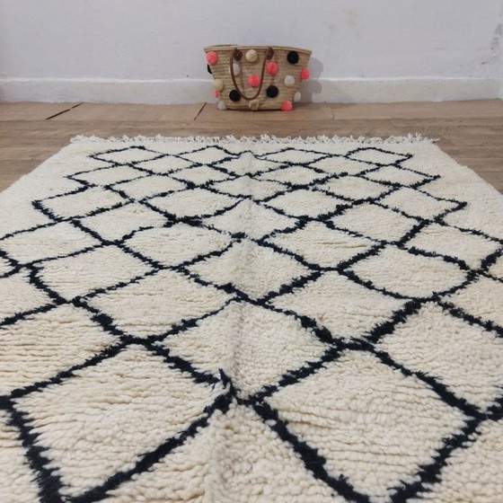 Image 1 of Authentiek Beni Ourain tapijt 200 x 133 cm – Handgemaakt Marokkaans wollen tapijt