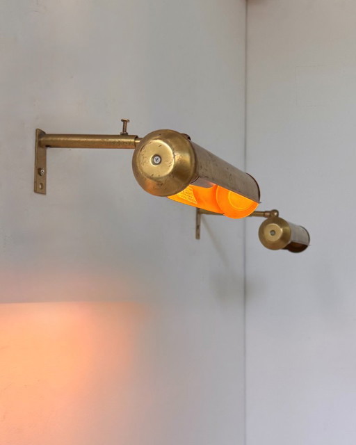 Paire d'appliques vintage ajustable en laiton, France 1970 – wandlampen, Brass (photo 2 of 6)