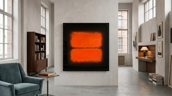 Pure Luxury – Abstract Homage to Mark Rothko | Black & Vintage Orange | 95 × 95 cm | Acrylic Glass with Black (photo 2 of 9)