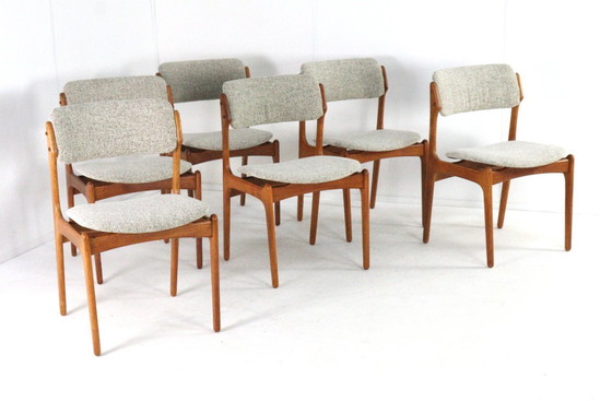 Image 1 of Set of 6 Erik Buch O.D. Mobler Chairs Model 49 Upholstered Vintage