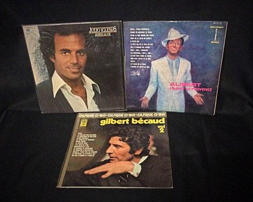 Konvolut von 3 Vinyl-Schallplatten – Verschiedene Musikstile: G. Bécaud, Julio Iglesias – 2Y28