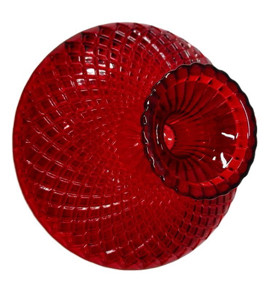 Image 1 of Bol sur pied vintage en verre rubis – Bonbonnière / Centre de table