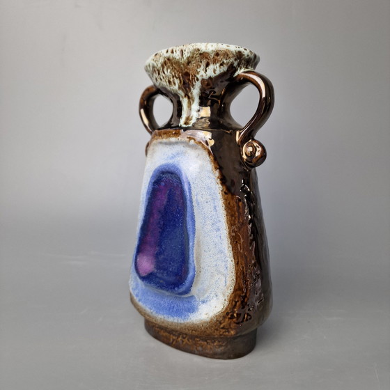 Image 1 of Vintage West German Fat Lava Vase Made by Walter Becht, Shape number WB 149/23, Colours : Violet, blanc et brun