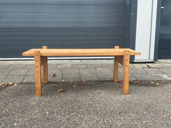 Image 1 of Reconstructie mahoniehouten foyertafel Frankrijk jaren 1960 stijl Jean Prouvé