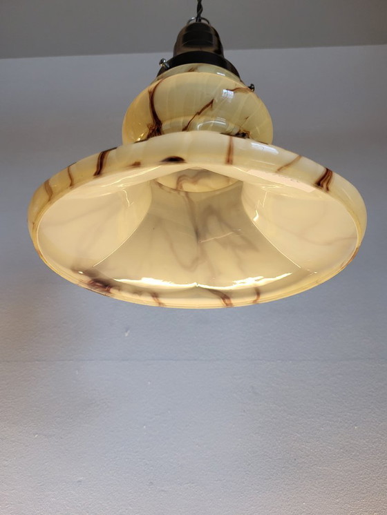 Image 1 of Opalglaslampe im Art-déco-Stil, seltenes Modell, Verreries de Scailmont, Henri Heemskerk, Belgien