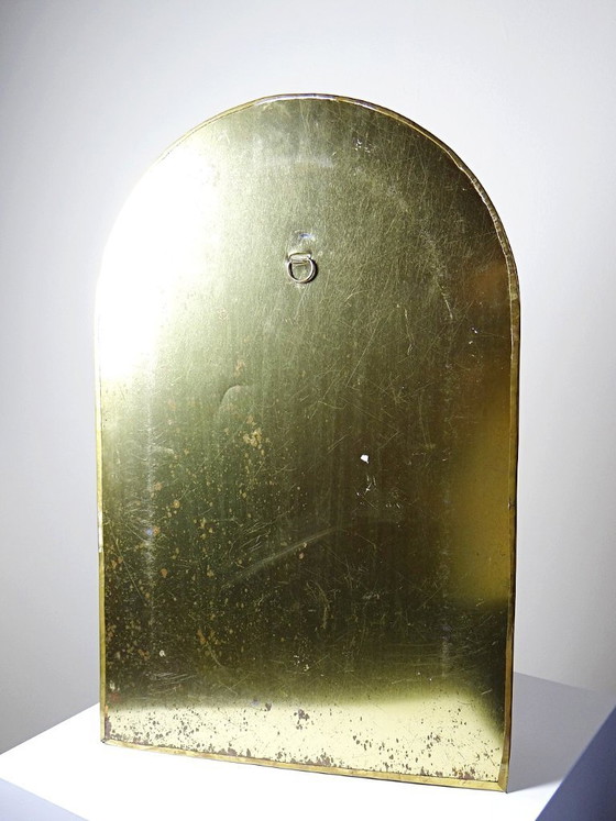 Image 1 of Grande specchio da parete vintage marocchino, realizzato a mano tra gli anni '50 e '70, con arco in ottone massiccio.
