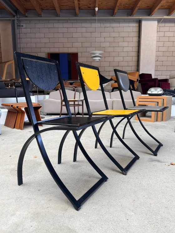 KFF Sinus chair, Karl Friedrich Förster (Bestand: 3) – Esszimmerstühle, Leder, Metall (photo 2 of 21)