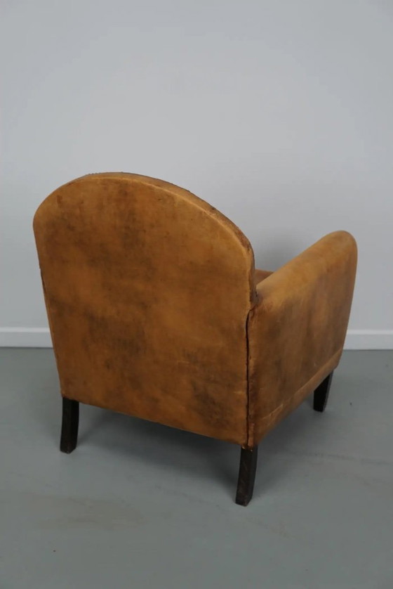 Image 1 of Vintage Nederlandse Cognackleurige Leren Clubfauteuil