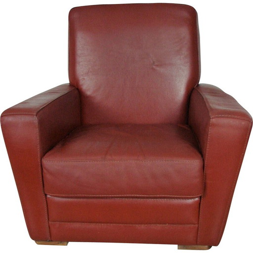 Vintage Art deco leren fauteuil, jaren 1960