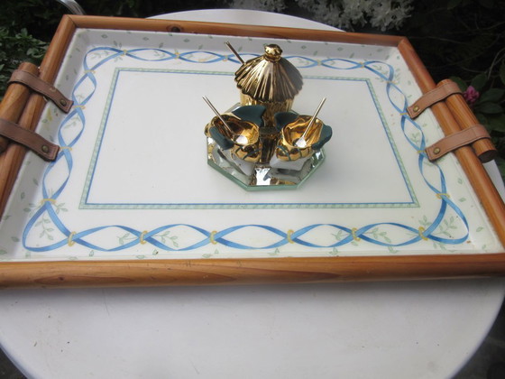 Image 1 of Limoges R. Montigny Porseleinen Kruidenset 4-delig Zout Peper Mosterd Spiegel Honing Bijen