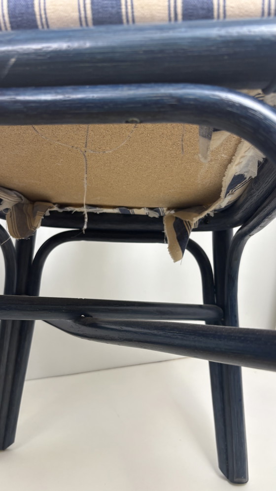 Image 1 of Vintage set eighties manou bamboo chairs dining table top glass