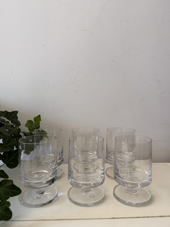 Image 1 of Set van 6 voetglazen Peill kristal