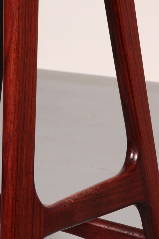 Image 1 of Tabouret de bar moderne danois en bois et cuir OD-61 par Erik Buch pour Oddense møbelfabrik, 1964