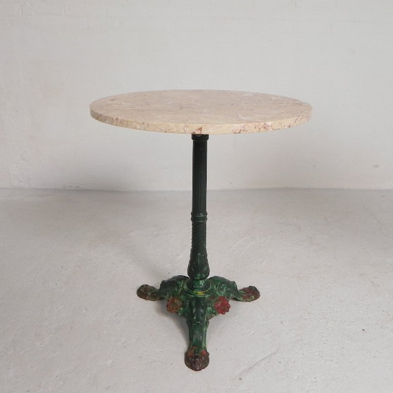 Image 1 of Bistro table with cast iron legs and marble top, 1920s