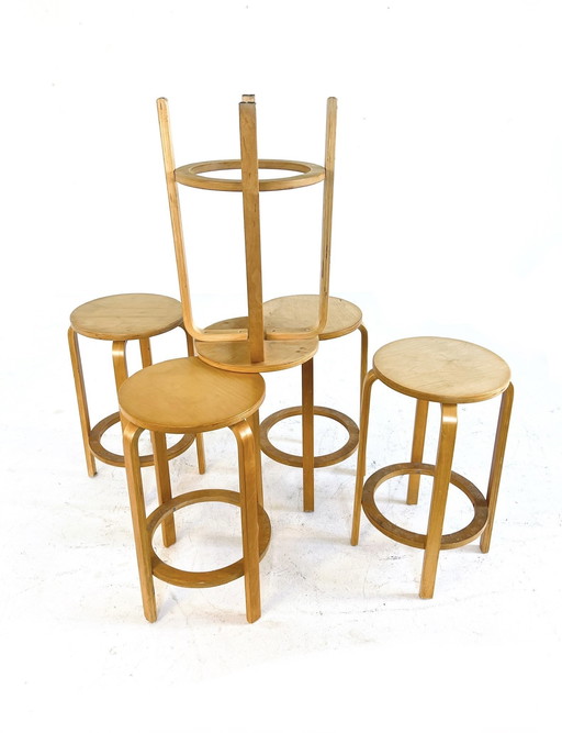 5x Tabouret de bar vintage en contreplaqué '80