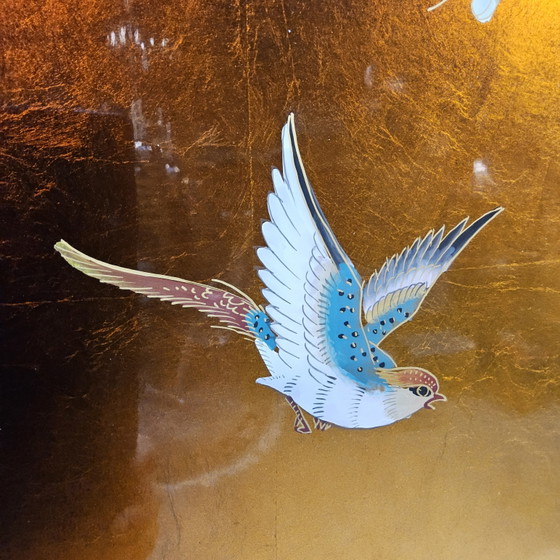 Vintage Chinese cabinet with gold leaf, flowers and birds / Bohemian / Oriental / Asian bridal cabinet (photo 9 of 15)