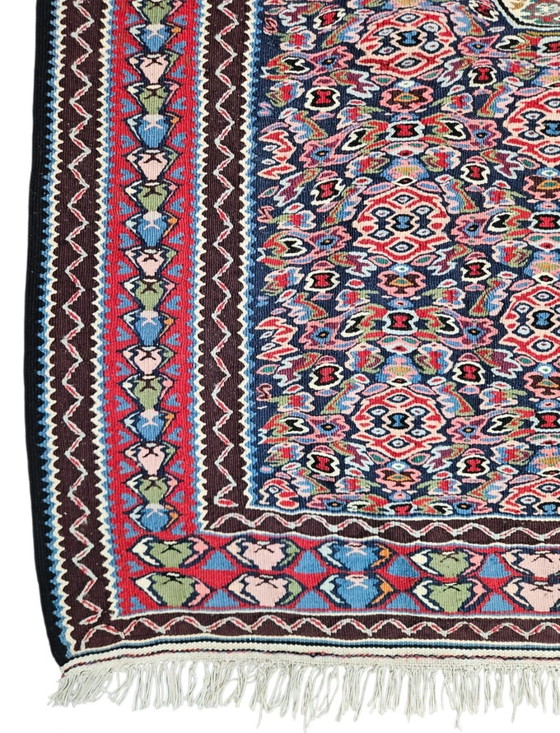 Image 1 of Tappeto persiano Senneh vintage in lana, annodato a mano, con motivo astratto, 158x252 cm.