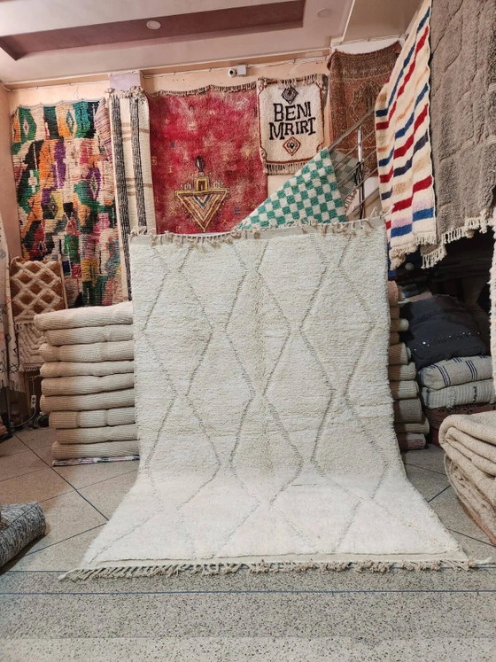 Grande tappeto berbero marocchino in lana color crema – 300 x 200 cm Motivi geometrici – Tappeti, Cotone (photo 2 of 3)