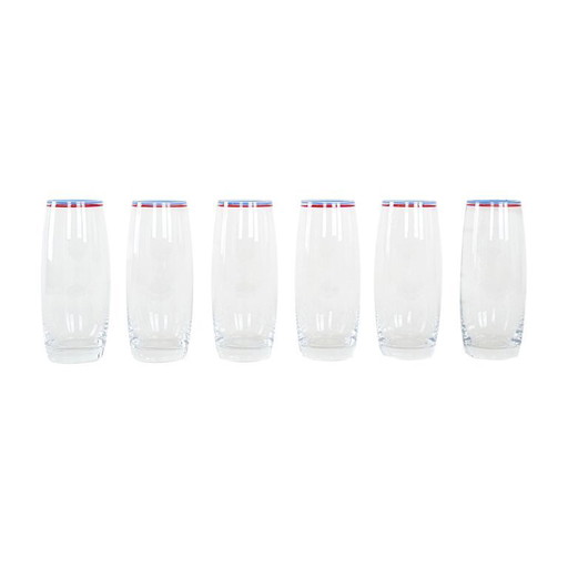 Set van zes glazen, Italiaans design, jaren 70, gemaakt in Italië.