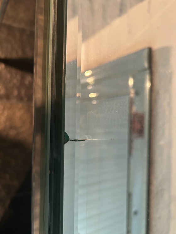 Art Deco Faceted Wall Mirror with Matching Sidetable – Glass, Wood (photo 9 of 10)