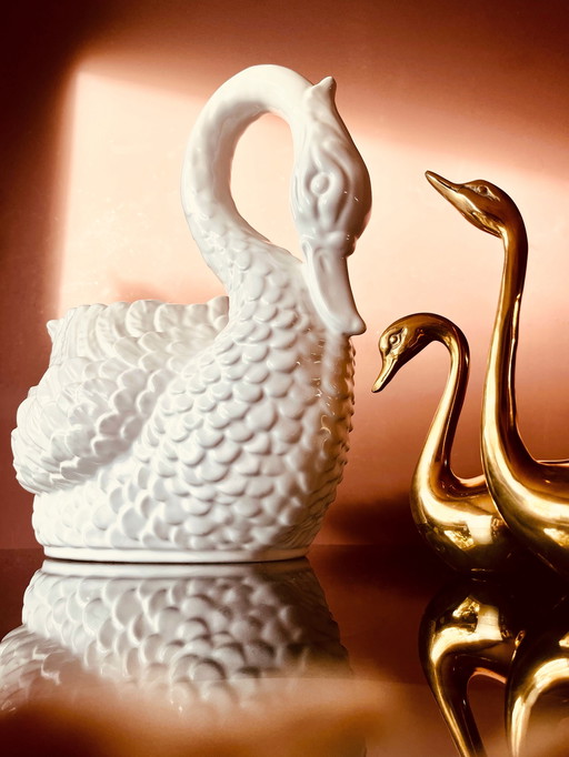 Vaso di fiori a forma di cigno XL fatto a mano in Italia