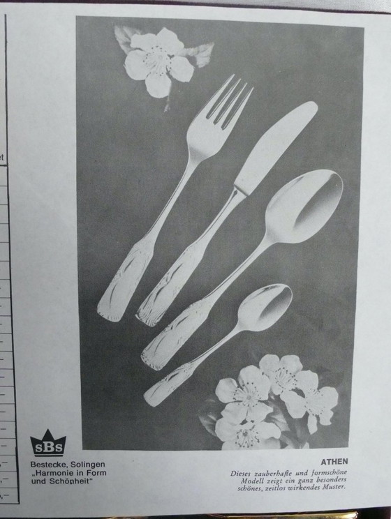 Image 1 of 70-delig bestek van SBS Solingen model Athen, 24 karaats verguld, in foedraal, jaren 60-70