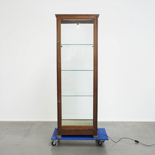 Antique English Display Case With Lighting From Late 19th Century