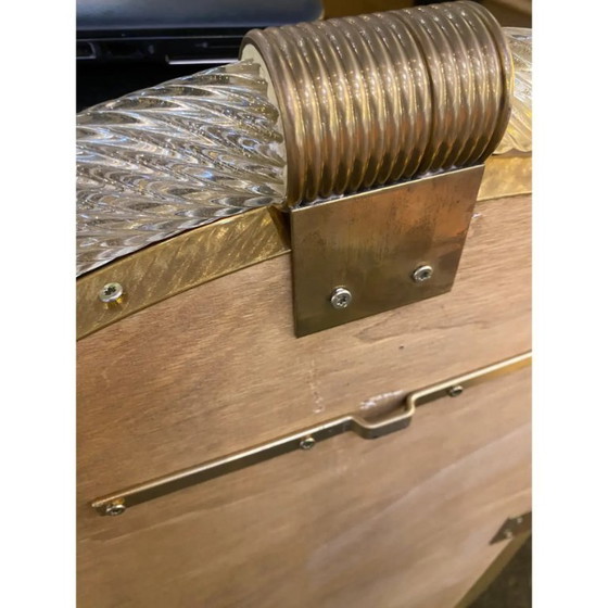 Image 1 of Elegante coppia di specchi in vetro di Murano con foglia d'oro, Italia, design "Torciglione"