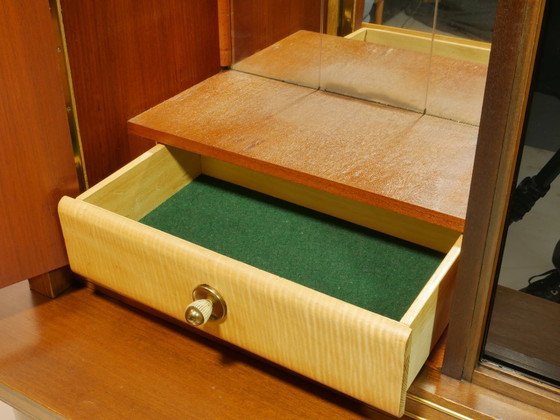 Image 1 of Vintage Wohnzimmerschrank 60er Jahre, Cocktailschrank Hausbar, Vitrine mit Glasschiebetüren, Mid Century Highboard, Deutschland