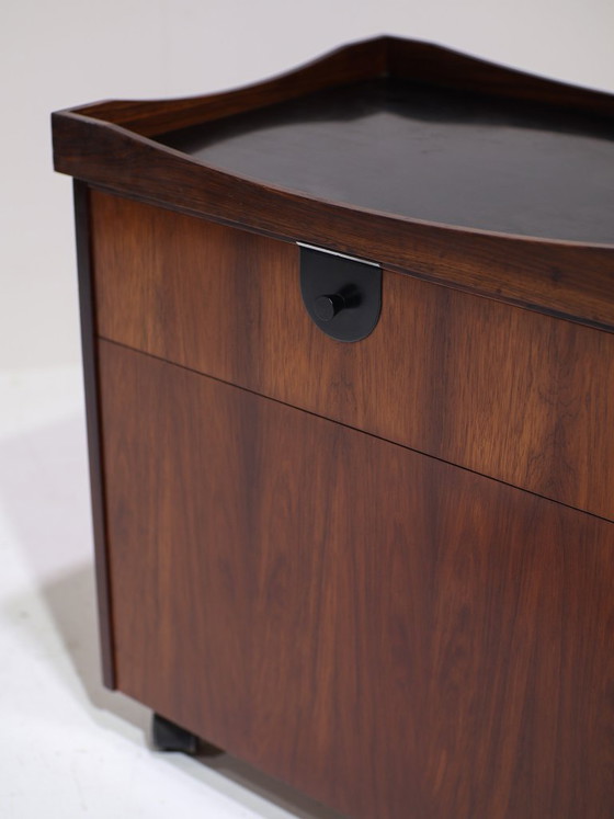 Image 1 of Bar cart trolley with tray, rosewood, Danish, 1960s
