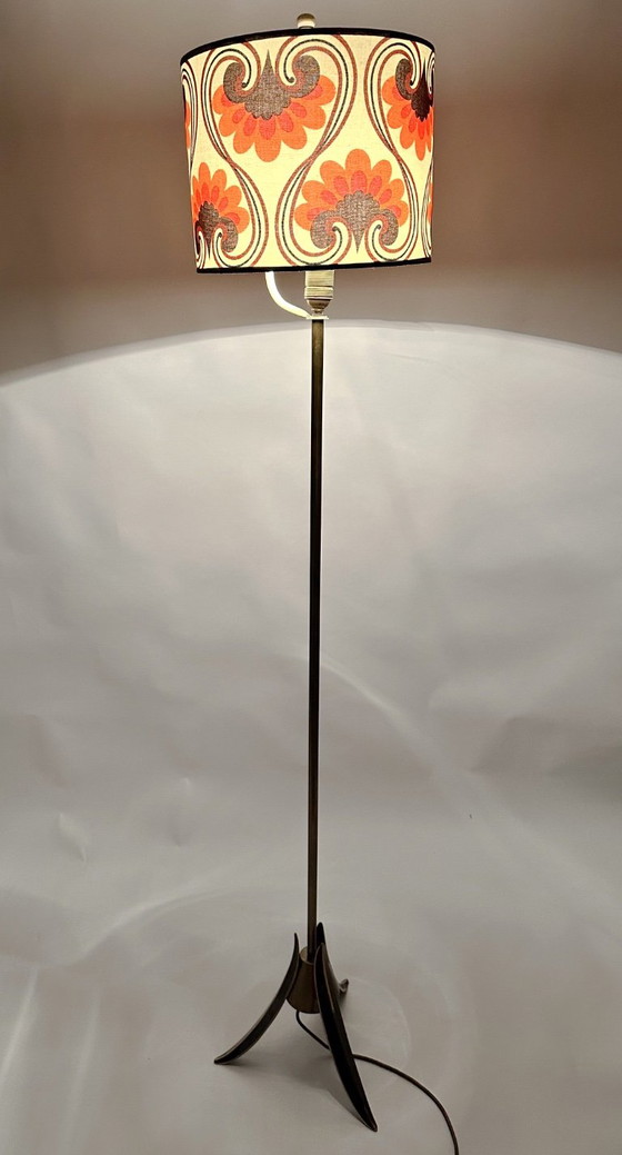 Vintage 60s Floor light, Metal, Textile, Black (photo 7 of 14)