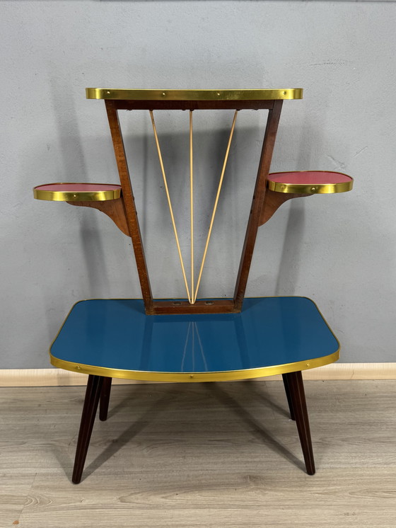 Image 1 of Vintage Formica Mid-Century Plantentafel met Space Age vibes