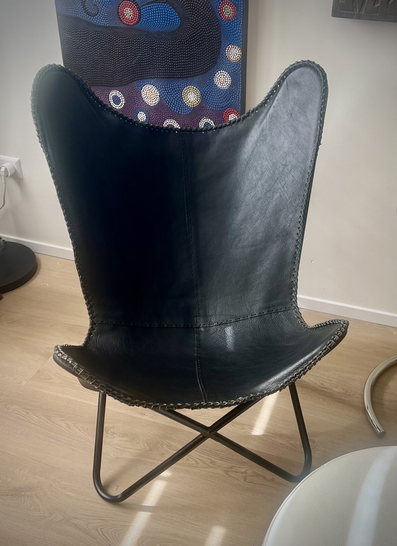 Image 1 of Sedia a farfalla in pelle nera