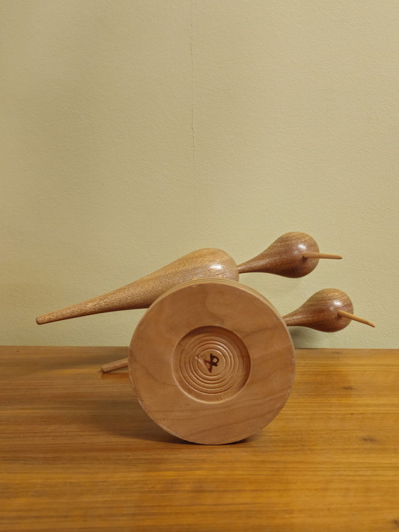 Image 1 of Decorazione in legno d'epoca Pittime reali Pittime reali Uccelli