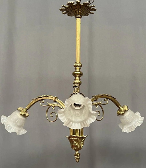 Lampadario in stile Luigi XV. Bronzo massiccio dorato. – kroonluchters, Bronze (photo 2 of 6)
