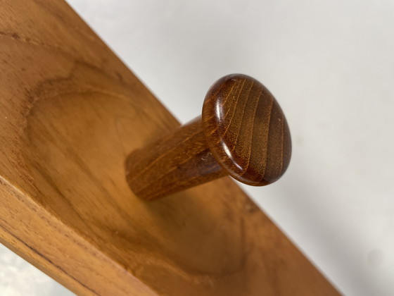 Image 1 of Vintage Teak Wall Coat Rack With Hangers, Aksel Kjersgaard For Odder Mobler, Denmark 1960'S
