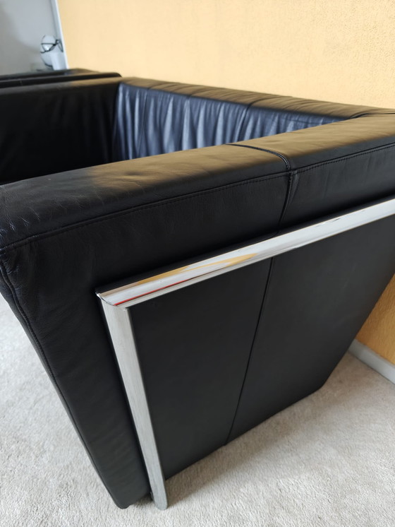 Image 1 of Harvink Sofá y sillón 2 plazas cuero negro