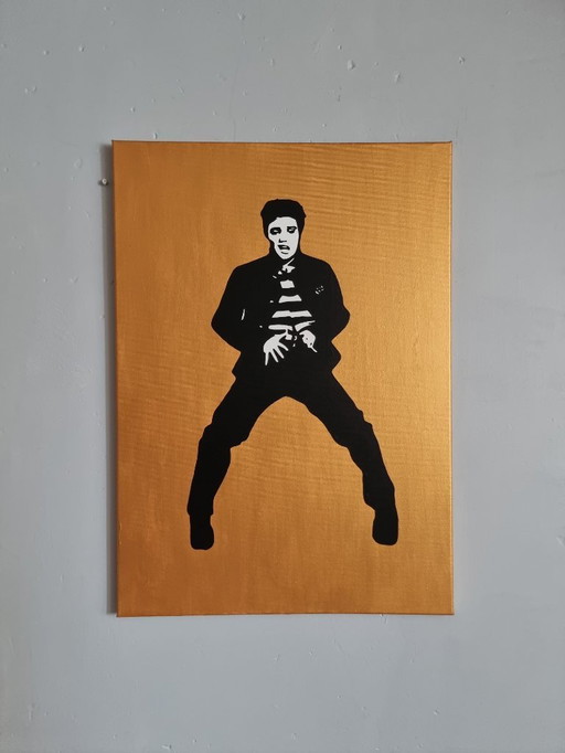 Peinture pop art faite main or 50x70 cm