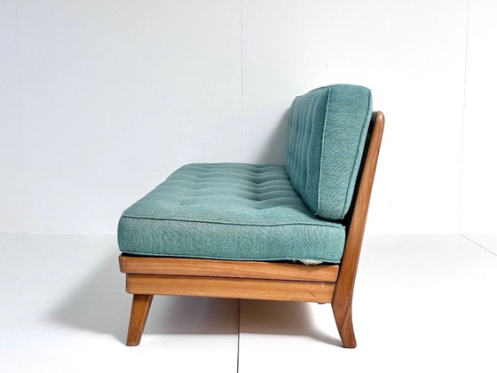 Vintage Scandinavian Mid-Century Daybed, Couches, Wood, Textile, Blue, Mid Century Modern (photo 10 of 15)