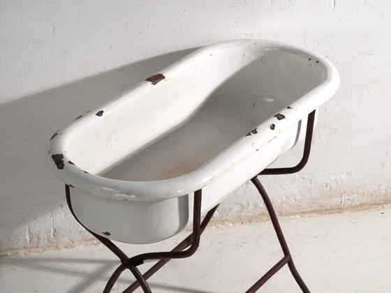 Baignoire ancienne en fer émaillé – Europe Centrale, circa 1950 #10 – Objets déco, Industrieel (photo 23 of 40)