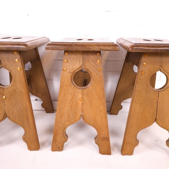 Image 1 of 4 Vintage Stools Oak