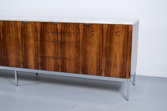 Image 1 of Florence Knoll 60's Rosewood Marble Sideboard Knoll International Editor